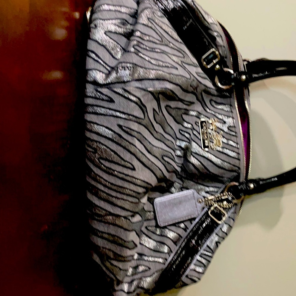 Coach black and silver Zebra print bag
